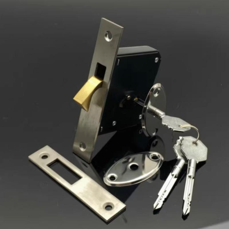 Aluminum Alloy Sliding Door Hook Lock Stealth Mortise Lock for Wooden Door Framed Glass Door Cross Key Hardware Accessories