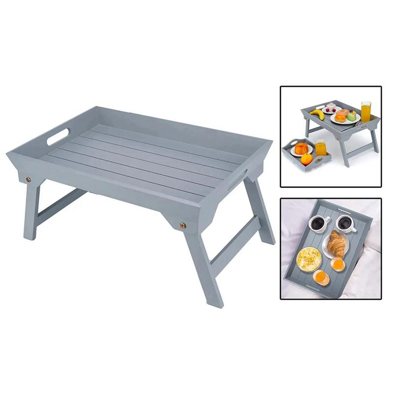 Good-Outdoor Folding Table,Wooden Lazy Dormitory Bed Laptop Small Table,Tray Camping Picnic Portable Thickened Desk Durable Whit