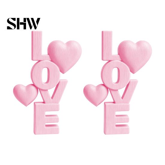Desktop Love Letter Sculpture 2Pcs 3D Printed Stacked LOVE Ornament with Heart Decor, Romantic Modern Nordic Room Tabletop Sculpture, Decoration