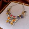 Light Luxury Butterfly Flower Pendant Necklaces Vintage Clavicle Chain  Women