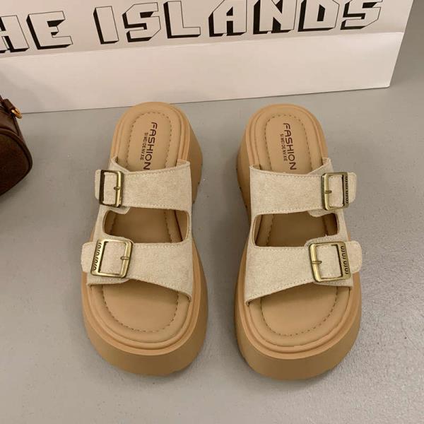 Fashion Shoes Woman 2025 House Slippers Platform Shale Female Beach Heeled Mules Pantofle Sabot High New Slides Shoes Ladies' Slippers P
