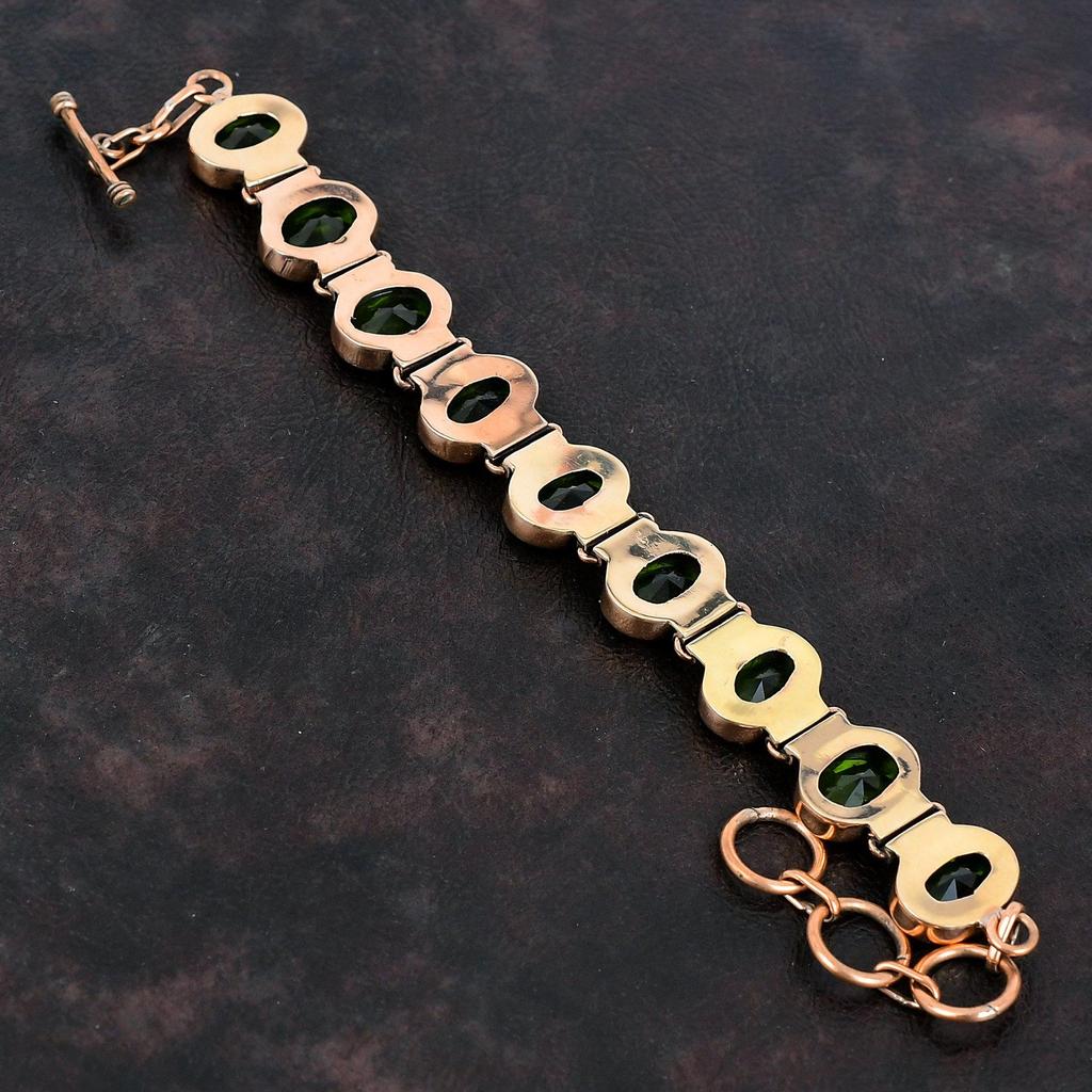 Facettiertes Peridot Armband Kupferarmband Verstellbares Kettenarmband Kupferschmuck Natursteinarmband Handgefertigtes Armband Geschenke für Sie