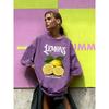 Lemons Hand Picked Fresh From Farm Print Washed T-Shirt Women Summer Casual T Shirts Cotton Y2K Streetwear Loose Tops