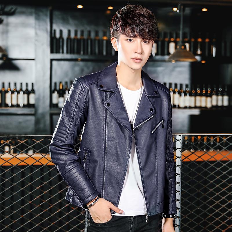 Men's leather jacket casual new leather jacket youth handsome locomotive PU casual men's jacket tide