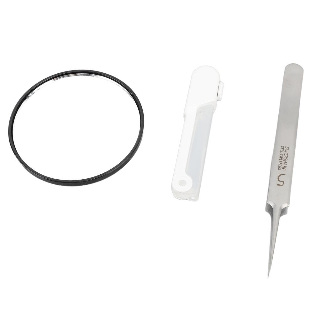 Blackhead Tweezers with LED Light 5X Mirror Pointed Precision Popping Removing Tools Stainless Steel Blackhead