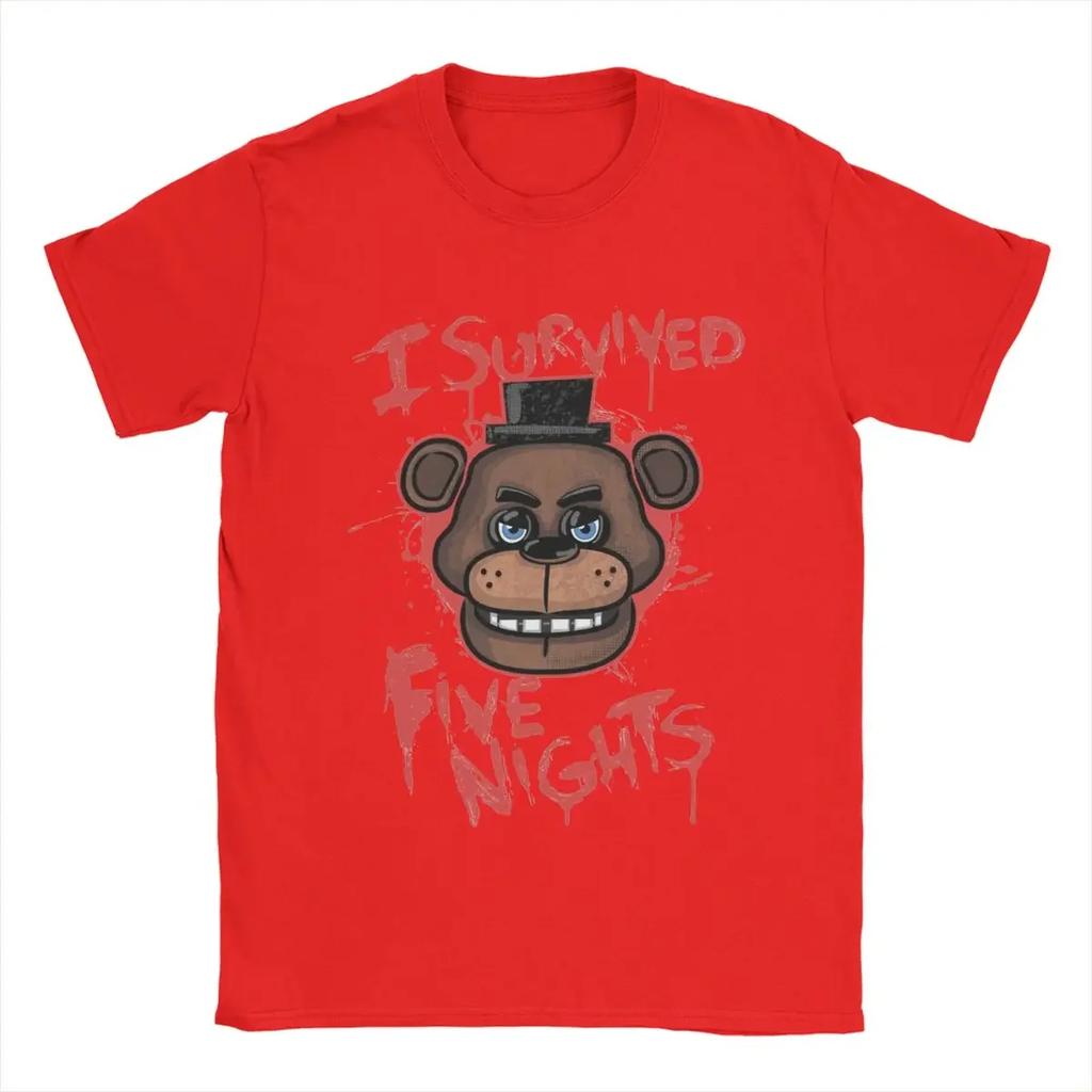 Harajuku  Five Nights T-Shirts for Men At Freddys Novelty Pure Cotton Tee Shirt Round Collar Short Sleeve Plus Size Clothes