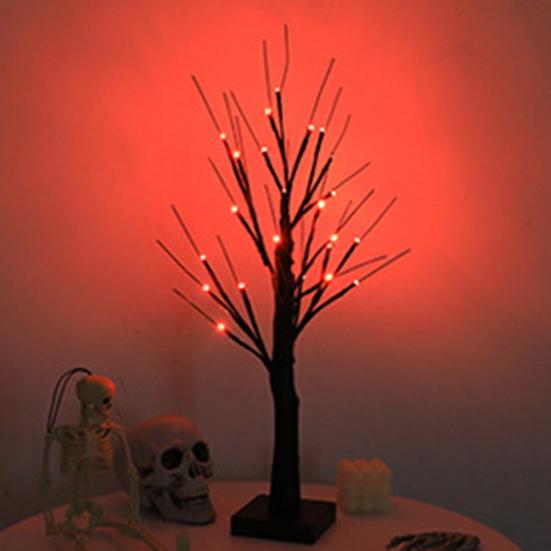 Halloween Decorative Lights Tabletop Artificial Tree Decor Timer Mode Battery Operated Birch Tree Table Centerpiece LED Lamp