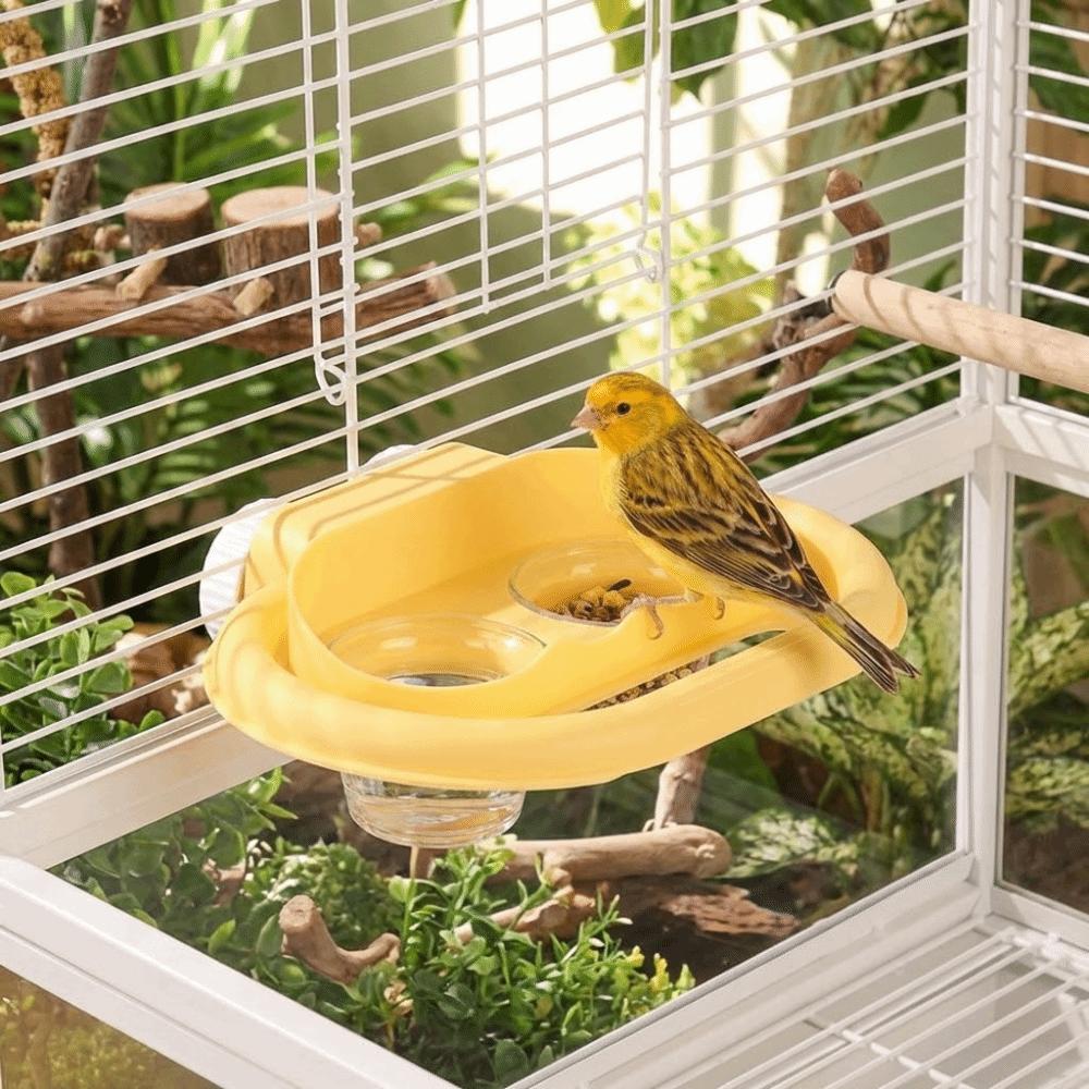 Stain-Resistant Bird Water Food Bowl Splash-Proof Bird Cage Bowl 2 in 1 Parrot Feeder  Bird Cage