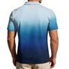 Men Loose Fit Casual Gradient Print Short Sleeve T Shirt with Turn Down Collar Comfortable Soft Fabric Stylish Design