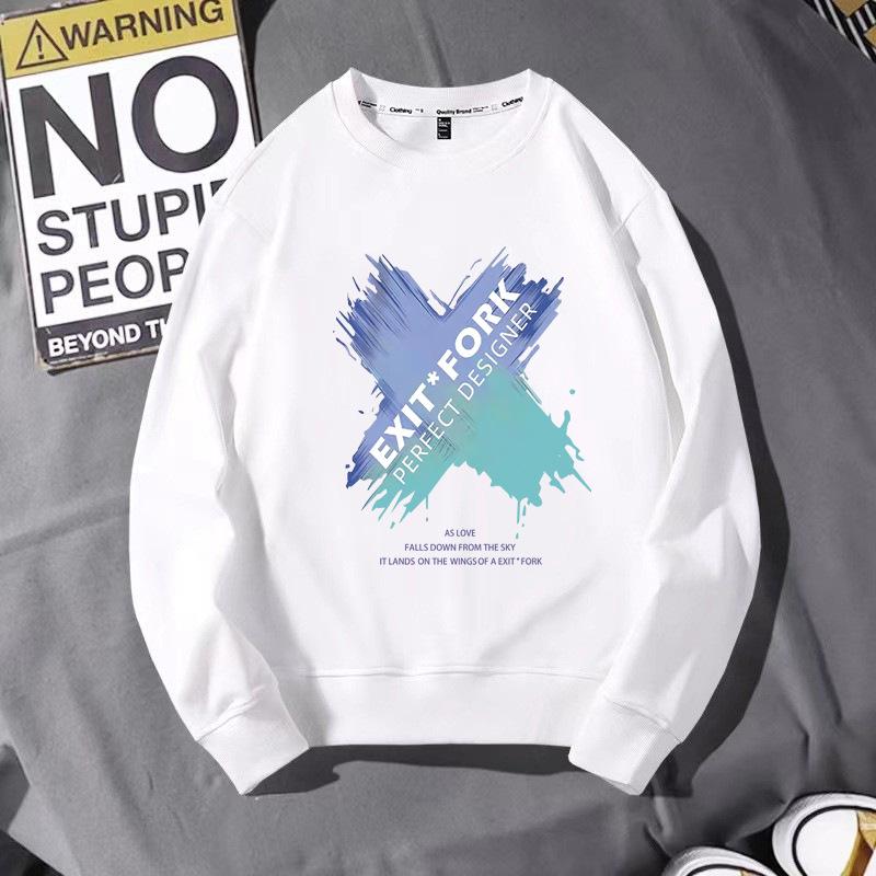 Men's 2023 Trendy Sports Hoodie, Loose Fit, Plus Size, Round Neck, Printed Autumn/Winter Internet Celebrity Style.