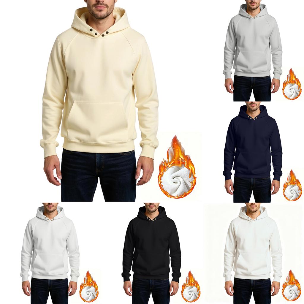 Men's  Loose  Leisure  Versatile  American Style  Button  Hooded Hood  Hoodie