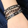 Multilayers Rock Spike Rivets Chain Bracelet Gothic Punk Wide Cuff Leather Bracelet Bangle Fashion Bracelet Jewelry