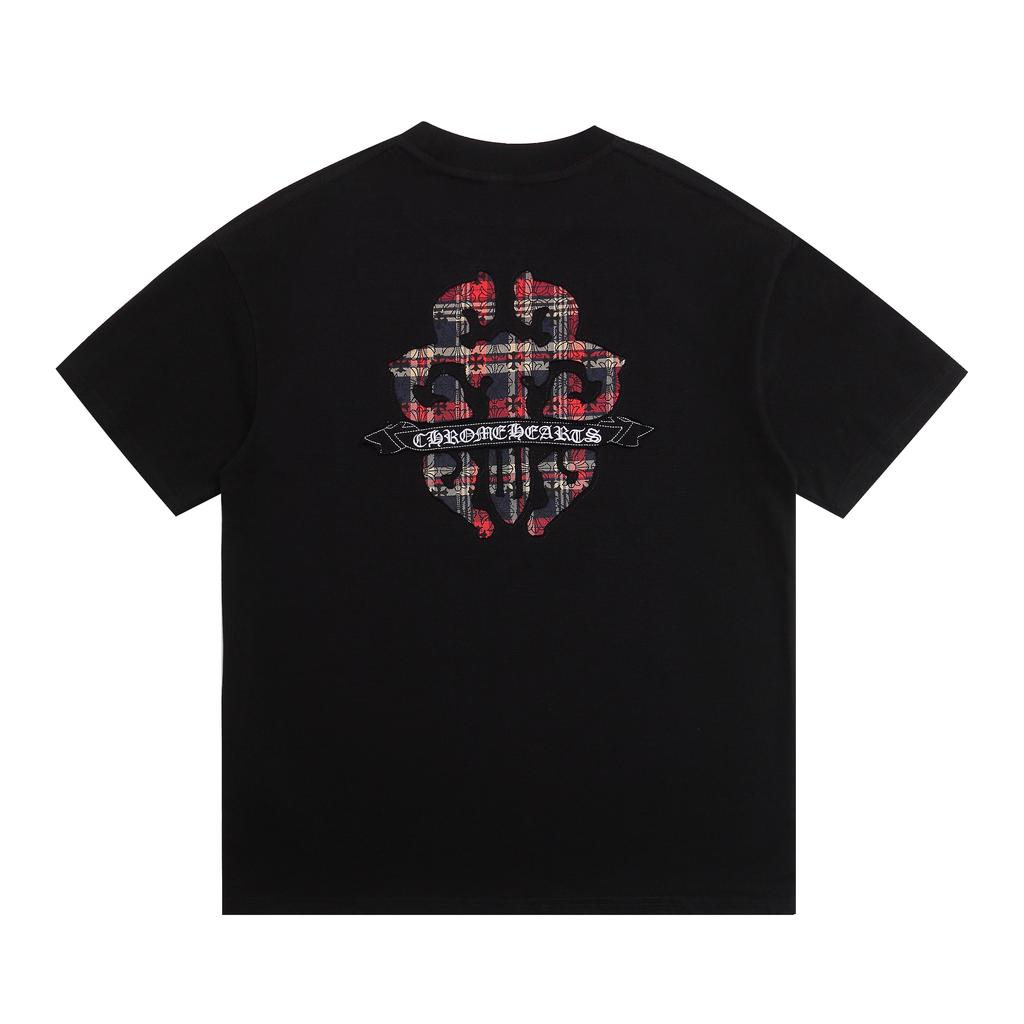 1976 CHROME HEARTS 2025 Summer New High Quality Cotton Round Neck Loose Large Size Men's and Women's T-shirt Couple T-shirt