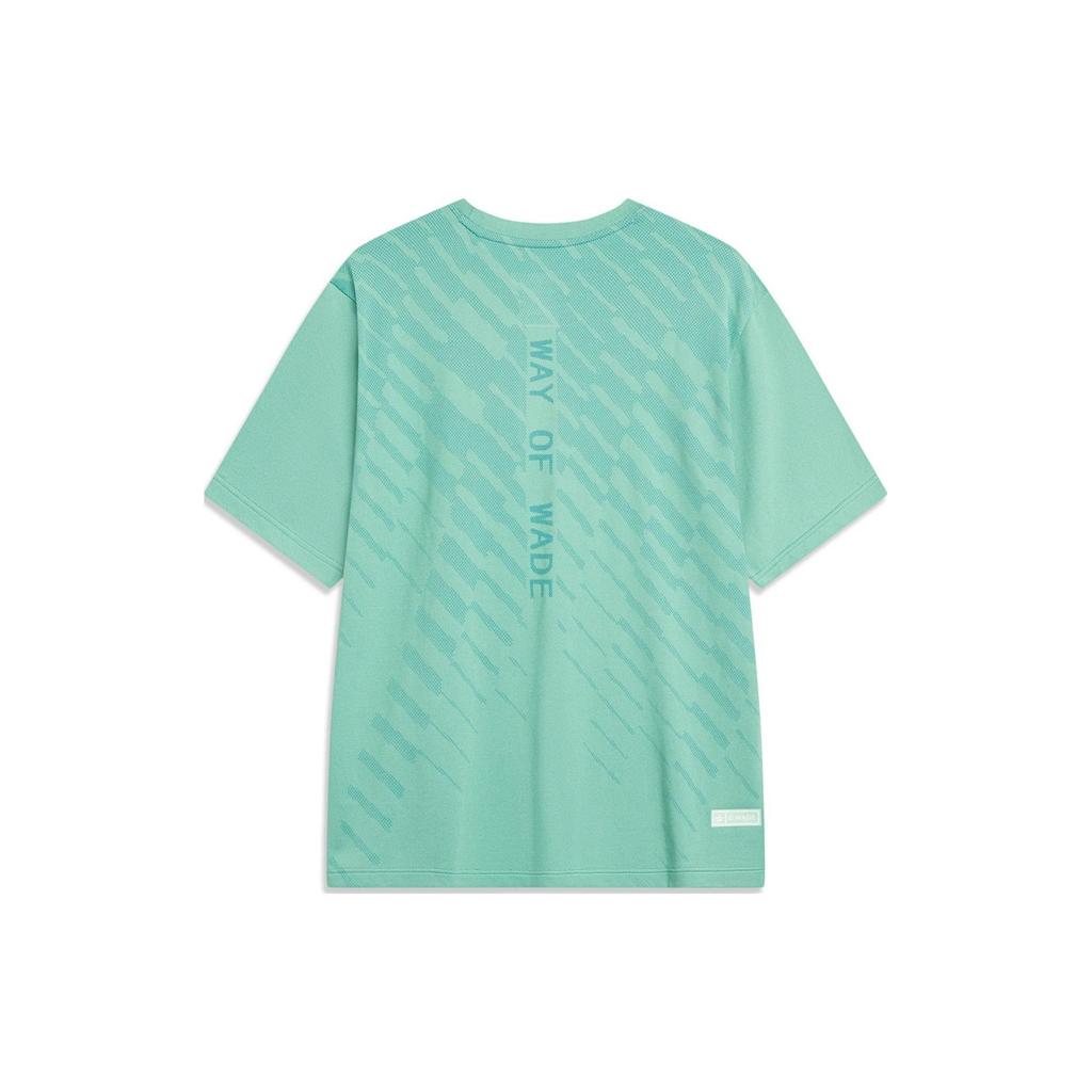 Li Ning Wade Series Letter Round Neck Pullover Short Sleeve T-Shirt Men Tops Clear-Water-Blue Emerald-Green ATST561-4
