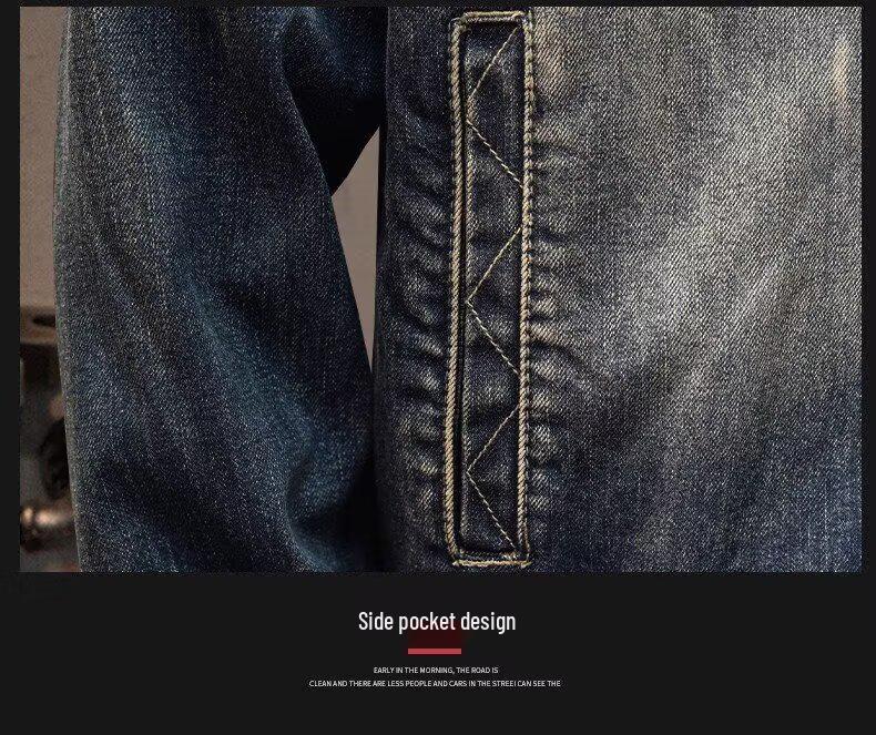 Retro Heren Denim Jas met Opstaande Kraag - Lente/Herfst Trendy Motorrijdersstijl