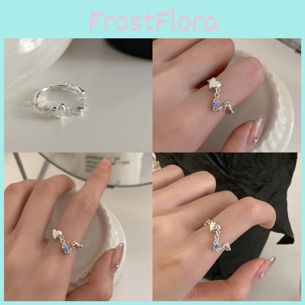 Schicker blauer Strass-Herz-Verstellring für Damen Stilvolles leichtes Design