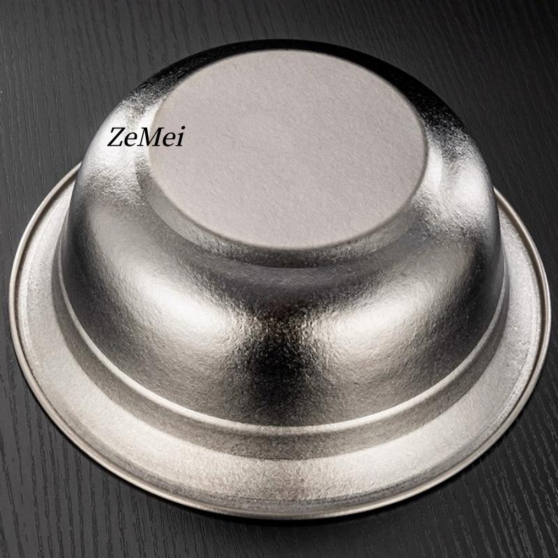 Pure Titanium Double-Layer Insulated Soup Bowl, Large Size Silver-Gray Texture Home Pasta Tableware Storage Titanium Salad Bowl