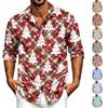 Men's Casual Long Sleeve Shirt with Christmas Print for Spring, Fall and Everyday Wear