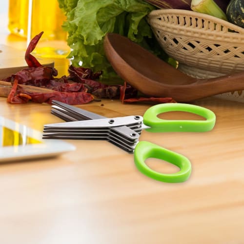 ETUCYNG 13.5x6.3cm Five-Layer Kitchen Vegetable Cutter, Stainless Steel Kitchen Scissors, Food Scissors, Household Vegetable Scissors with Comfort Gri