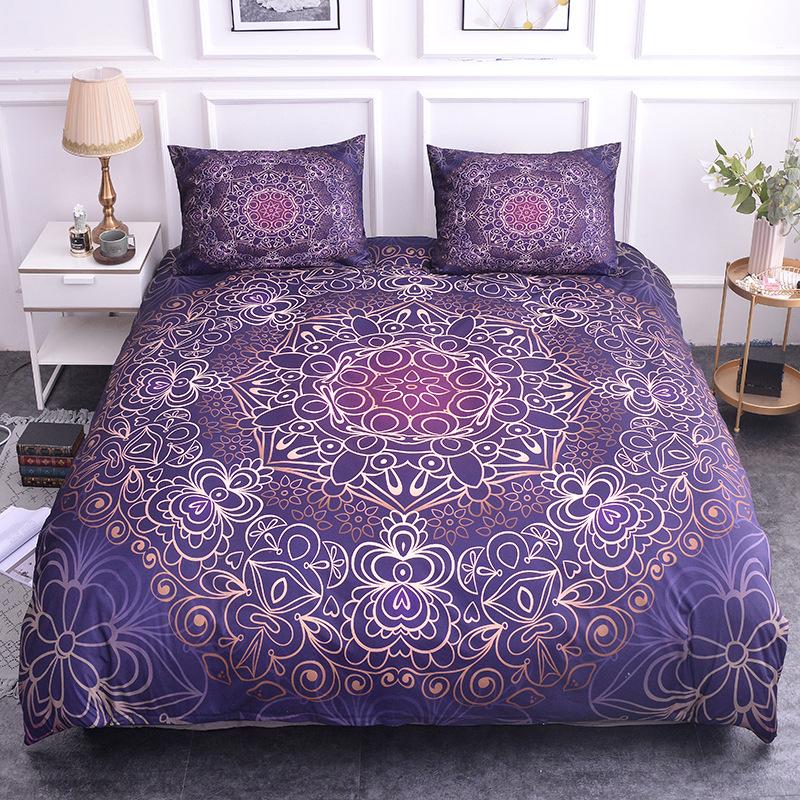Mandala Duvet Cover Set King Size Lotus Flower Blue Purple Pink Bedding Set Bohemian Mandala Style Soft Quilt Cover
