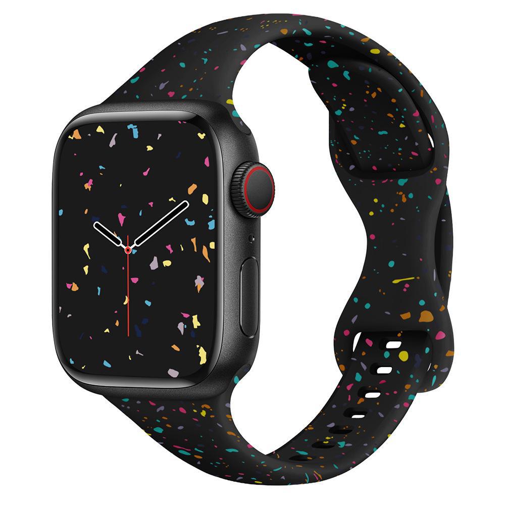 

Силиконовый ремешок Cross-Border Confetti с тонкой застежкой-бабочкой для Apple Watch Series 10/9 42/44/45/46/49mm чёрный