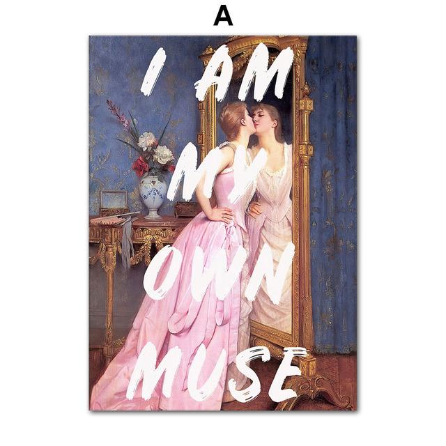 Abstract Vintage Portret Film Meisje Songteksten Muur Art Canvas Schilderij Posters En Prints Muur Foto's Voor Woonkamer Decor Geen Frame