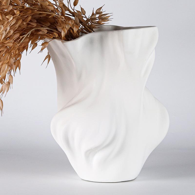 Stil chinezesc Wabi-sabi Vază Zen neregulată abstractă pentru cameră de zi Ornamente cu flori răsucite Model de hotel Decoratiuni pentru cameră