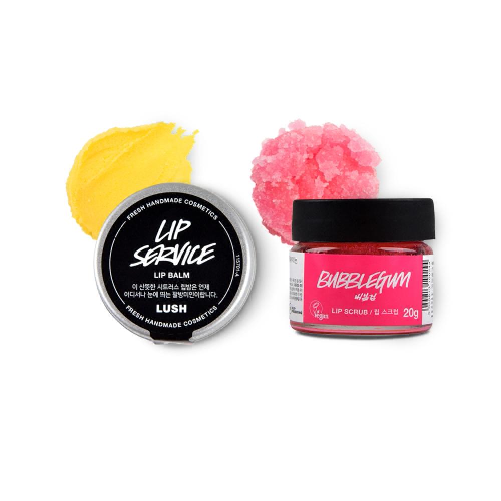 Набор для губ Lush: Бальзам для губ и Скраб для губ Выбор 1 Lip Service Lip Balm + Bubble Gum Lip Scrub