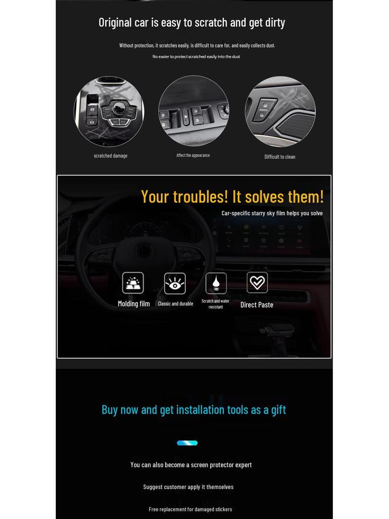 Starry Sky Matte Film for 07-13 Mondeo Interior Modification - Damage-Free Replacement