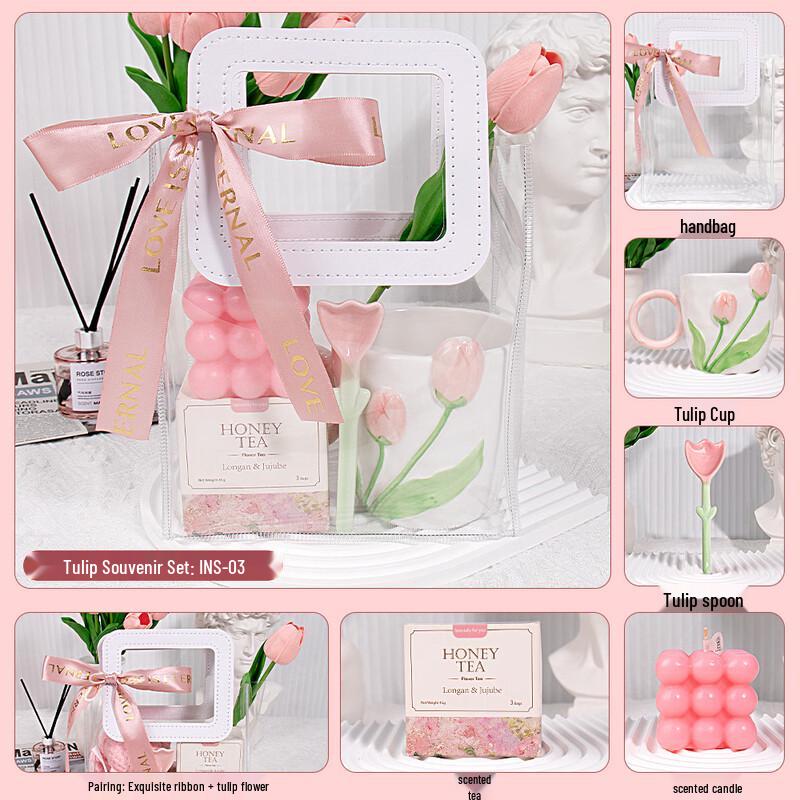Tulip Mug & Spoon Gift Set with Aromatherapy & Flower Tea