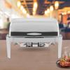 Bymaocar 9L Stainless Steel Rectangle Chafer Roll Top Chafing Dish Buffet Set Food Warmer W/2*Alcohol Stoves Two Heating Methods