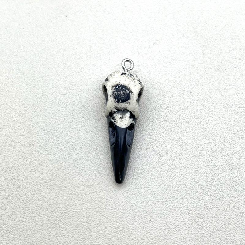 Raven Skull Resin Replica Necklace - Gothic Bird Skull Jewelry Pendant