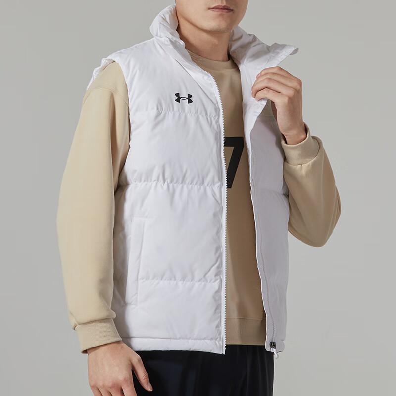 Under Armour Solid Color Stand Collar Windproof Warm Down Vest Unisex Vests White 21600803-100