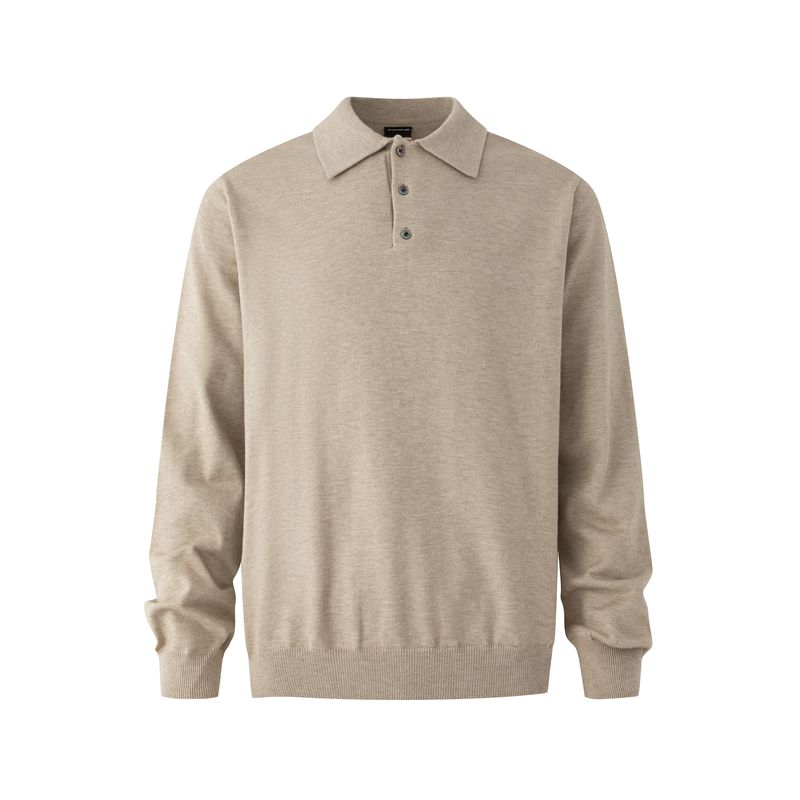 

Kisko Autumn and Winter Light Luxury High-End Henry Collar Short Knit Sweater Unisex Cleanfit Casual Top Khaki XL