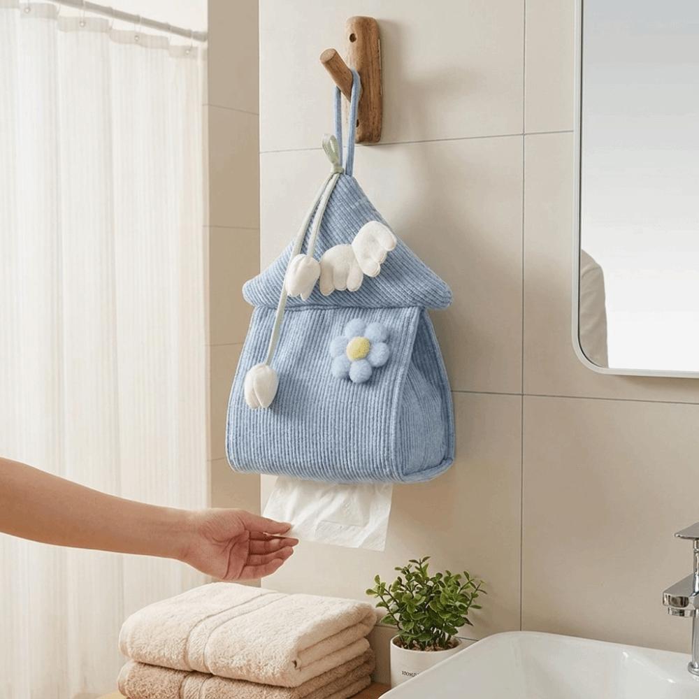 House Shape Hanging Tissue Bag Sunflower Design Tissue Roll Hanger Car Napkin Box Car Use