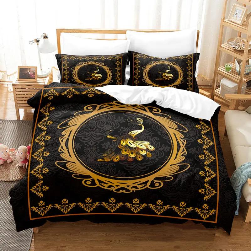 Peacock Feather Bedding Set Peacock Duvet Cover Set Single Double King For Adult Women Microfiber Comforter Cover Bedroom Decor
