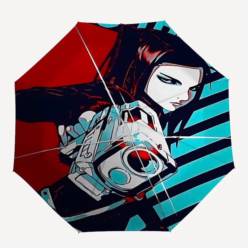 1pc Ghost In the Shell Motoko Kusanagi Outdoor Umbrella - Automatic Opening/Closing, Portable 3-Fold Design, 8-Bone Iron Frame, Ideal Gift for Fans, T