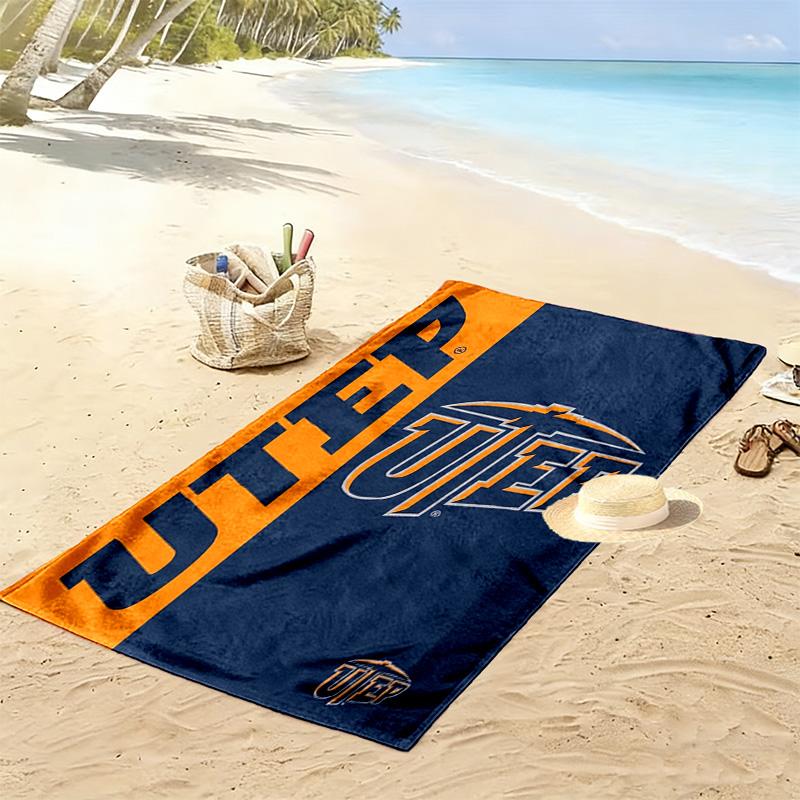 UTEP Miners Print Beach Towel, Large Soft Quick Dry Towel for Beach Camping Swimming
