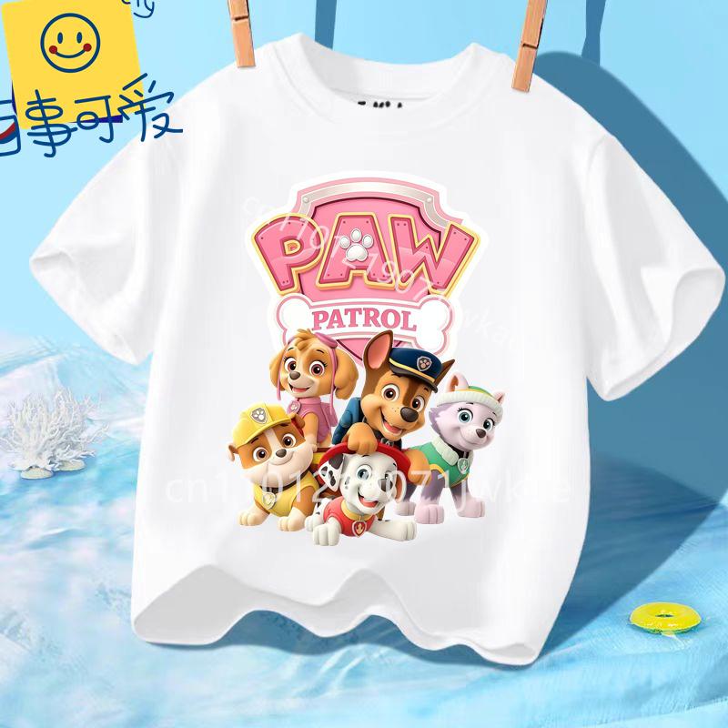 Summer Kids Korean Clothes Baby Casual Tees Cute Birthdays Gifts Paw Patrols Girl Boys T Shirt Cartoon Skye Short Sleeve Tops
