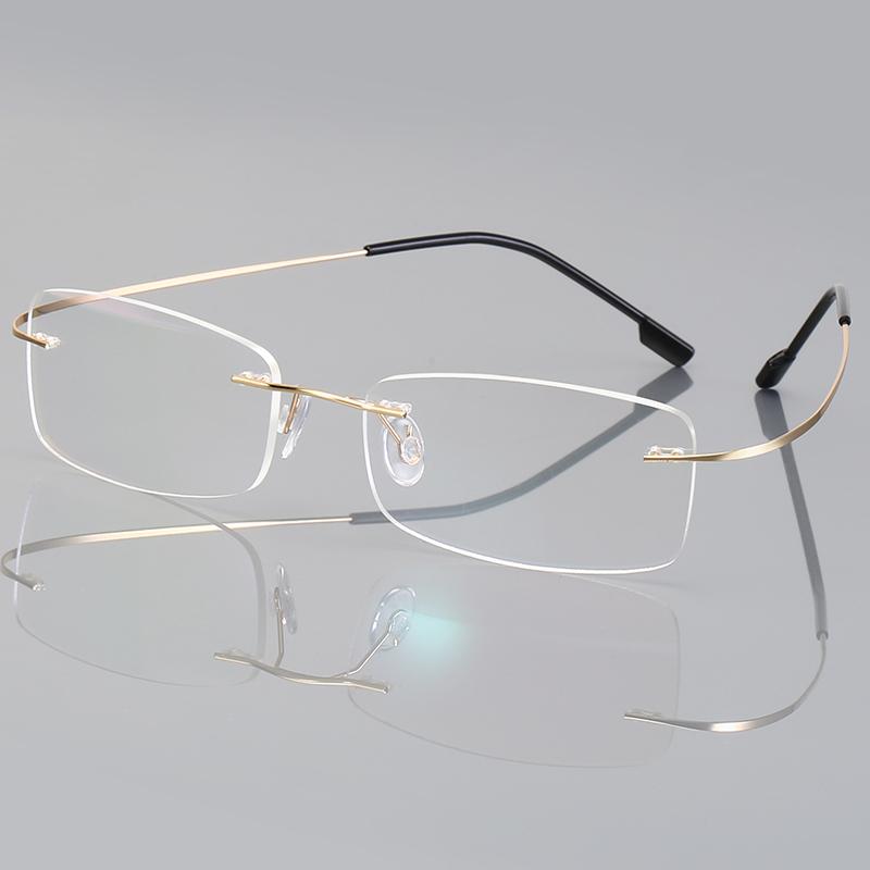 Ultra-light Frameless Design Eyeglasses Titanium Alloy TR90 Material Eyeglasses Frame Men Premium Quality Super Stretch Metal Temple Eyeglasses Frame