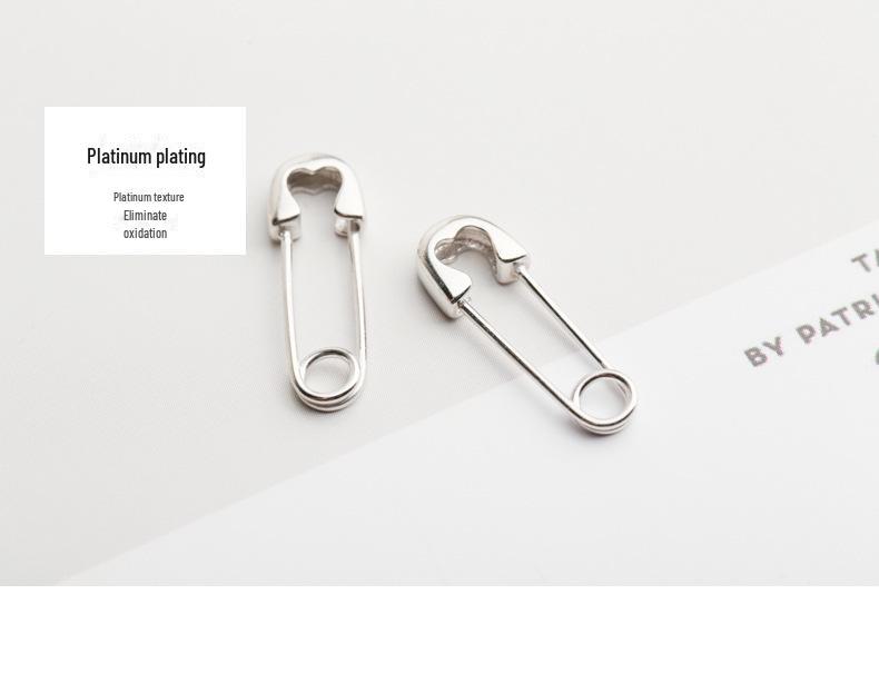 "925 Sterling Silver Unisex Pin Earrings - Korean Fashion"