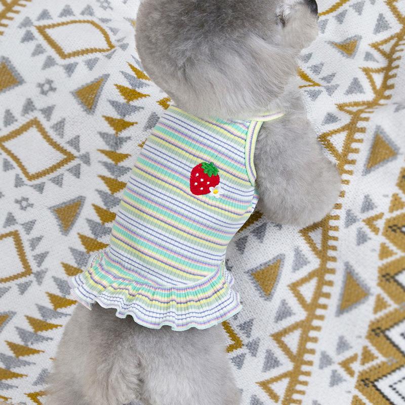 Striped Pet Cat Small Dog Bigbear Puppy Dog Clothes Skirt Spring Summer Thin