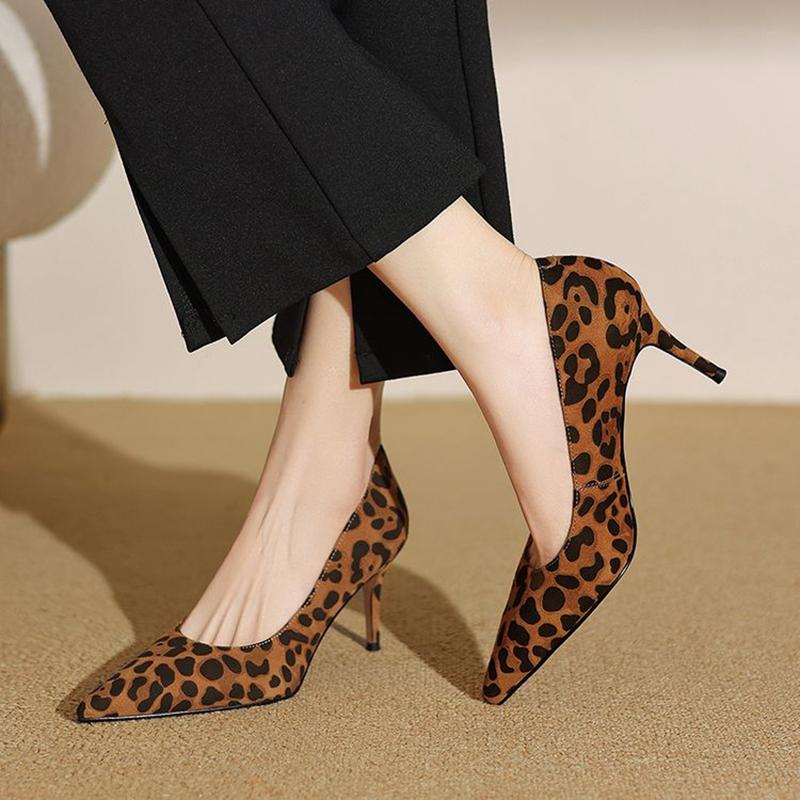 Fashion NEW Spring/Autumn Women Pumps Sheep Suede Leather Shoes for Women Pointed Toe Thin Heel Shoes Shallow Stiletto Heels Party Shoes