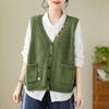 Spring/Summer New Retro Sleeveless Knitted Vest for Women with V-neck Hollow Knitted Cardigan Tank Top