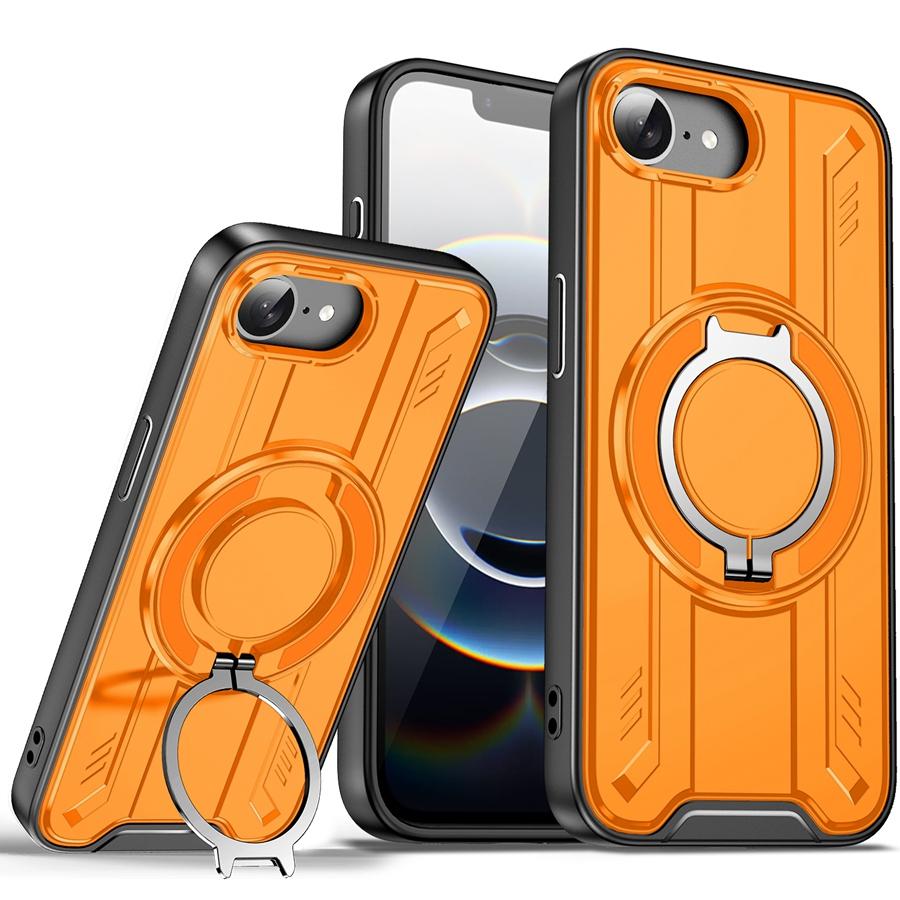 Shockproof Heavy Duty Armor Phone Case with 360° Rotatable Magnetic Metal Ring Stand for iPhone/Samsung Case for Car Holder