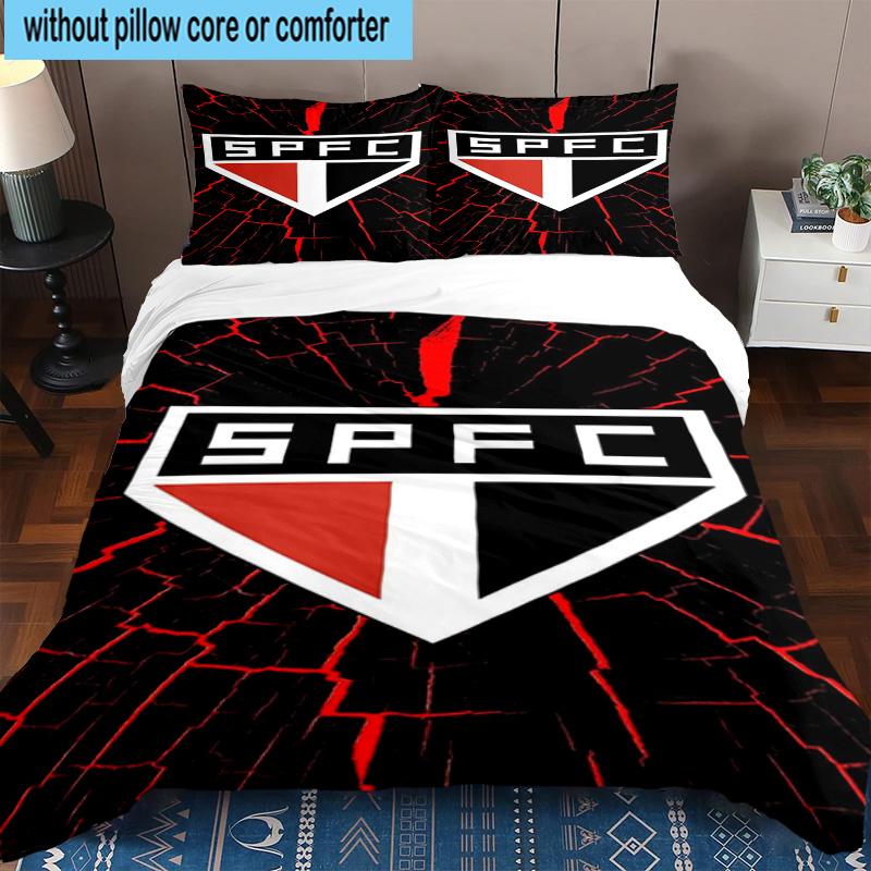 3pcs Paulo Fc Emblem Printed Bedding Set Duvet Cover Closure Includes 1 Duvet Cover & 2 Pillowcases Bedding Sets Home Decor Gifts