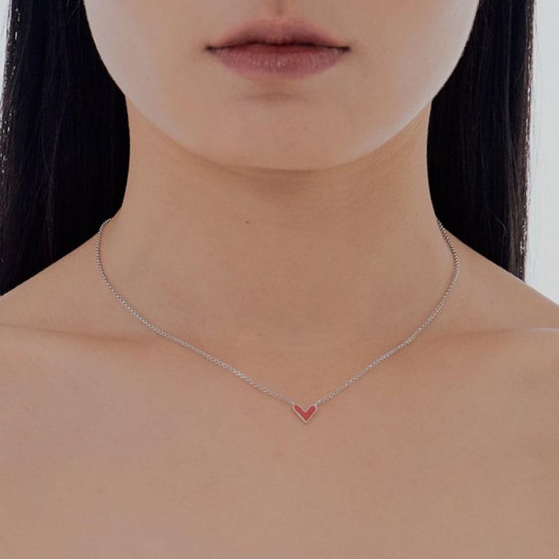 

JYDDM 925 Red Point Heart Necklace SILVER