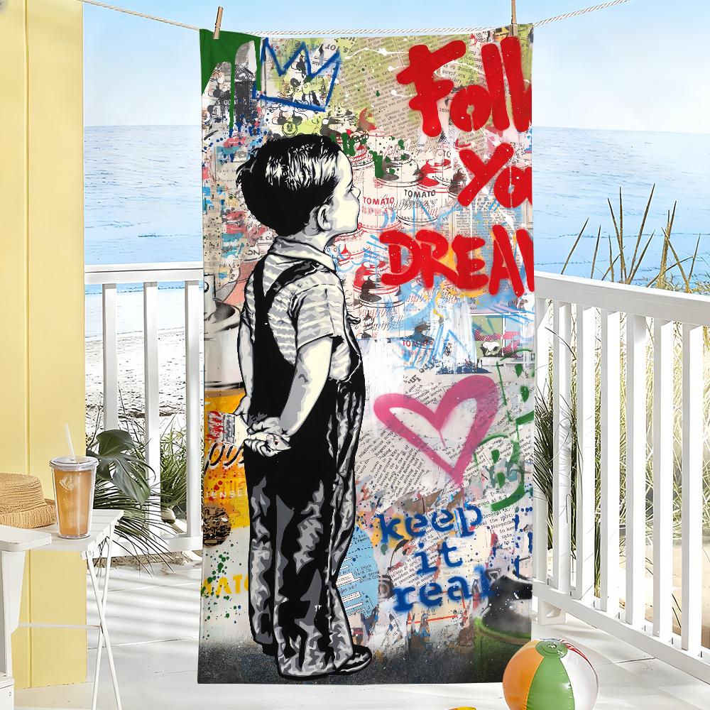 B-Banksy Graffiti Art Towel Soft Pool Gift For Travel Gym Shower Camping Quick Dry Sports Large Beach Towels