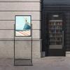 Single Black 22x28 Inch Poster Display Stand, Floor Standing Advertising Holder, Store Retractable Steel Frame with Carry Case