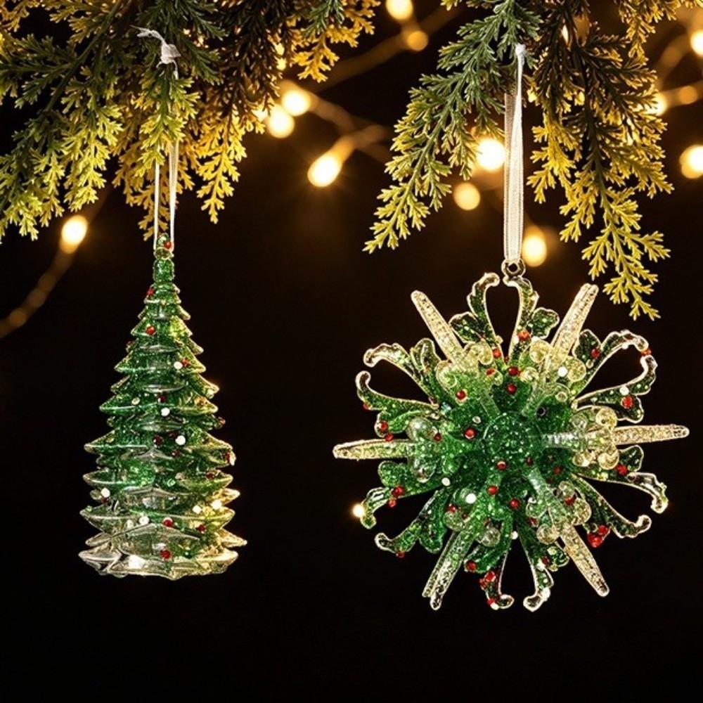 Glitter Dust Finish Christmas Snowflake Ornament Semi-Green Glitter Xmas Tree Ornament Holiday